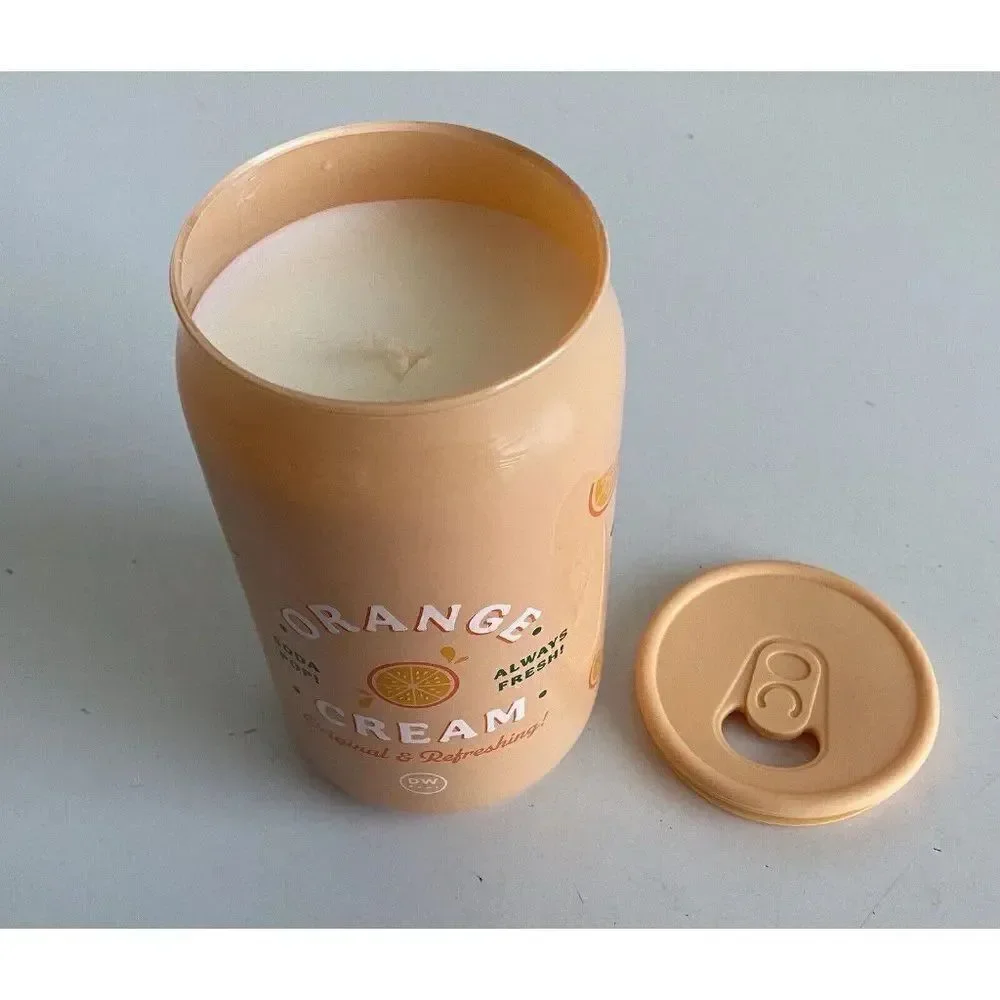 DW Home Orange Cream Soda Pop Glass Candle 15oz 33 HR Single Wick Rubber Lid NEW
